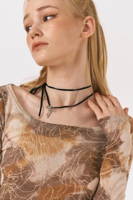 Metal Bows Velvet Necklace